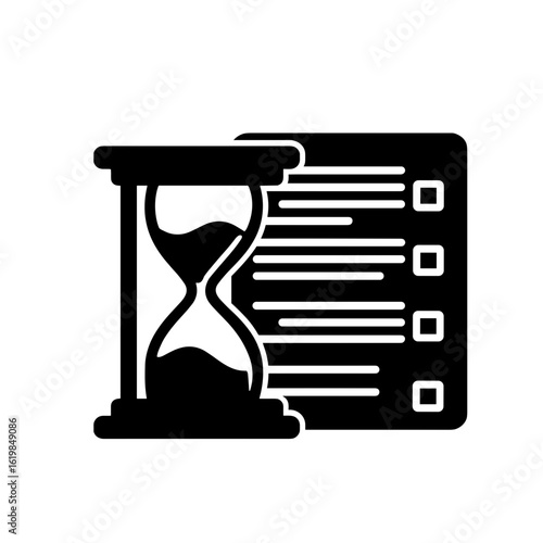 Silhouette hourglass beside checklist – Time management for exam preparation, strategy rehearsal