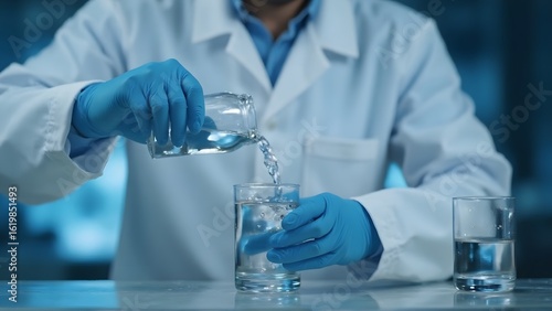 Chemist conducting research on distilled water
