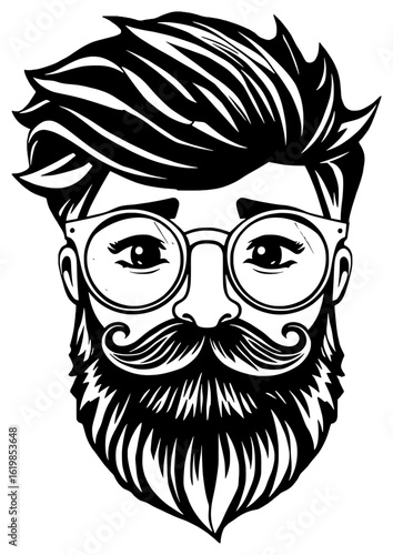 Silhouette of a Bearded Man with Spiked Hairstyle