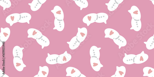 Romantic Speech Bubble Heart Pattern. White speech bubbles with heart and dots on pink background. Flat cartoon pattern in soft pastel colors.