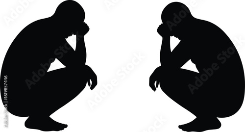 Two silhouetted figures in contemplative pose