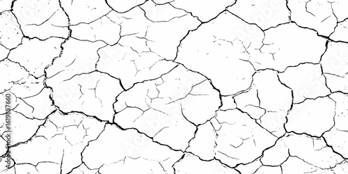 Black and white texture of cracked and abstract grunge texture effect old concrete faded wall dry surface patterns background.
