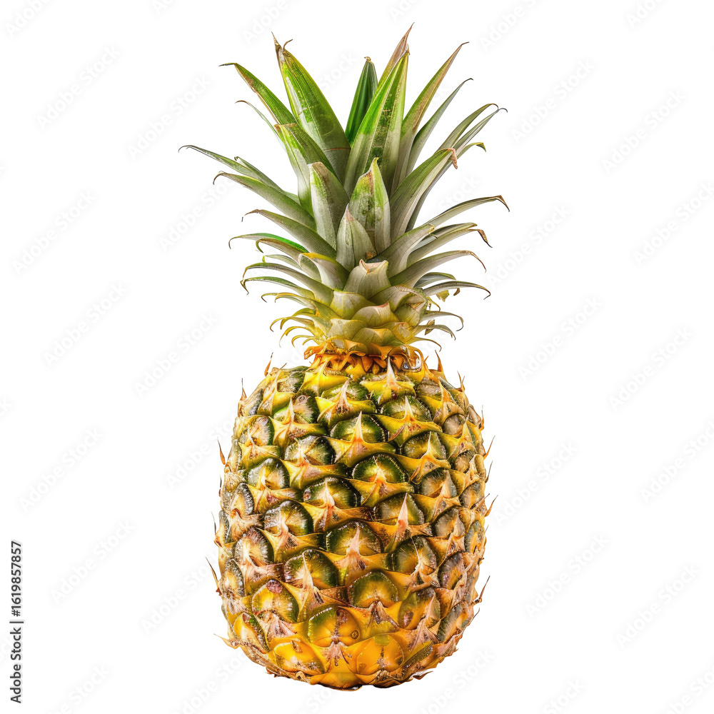 Fototapeta premium Single pineapple, vibrant yellow and green (1)
