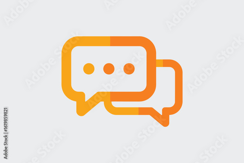Orange chat bubbles with ellipses indicating conversation or messaging
