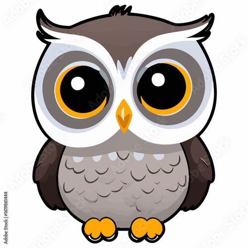 Kawaii owl with Sparkling Eyes