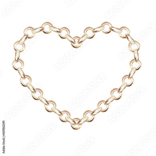 Wallpaper Mural Heart Shaped Round Link Chain. Isolated Watercolor Illustration for Wedding Design, Valentine's Day Cards, Jewelry Blogs, Fabric Printing and Posters. Torontodigital.ca