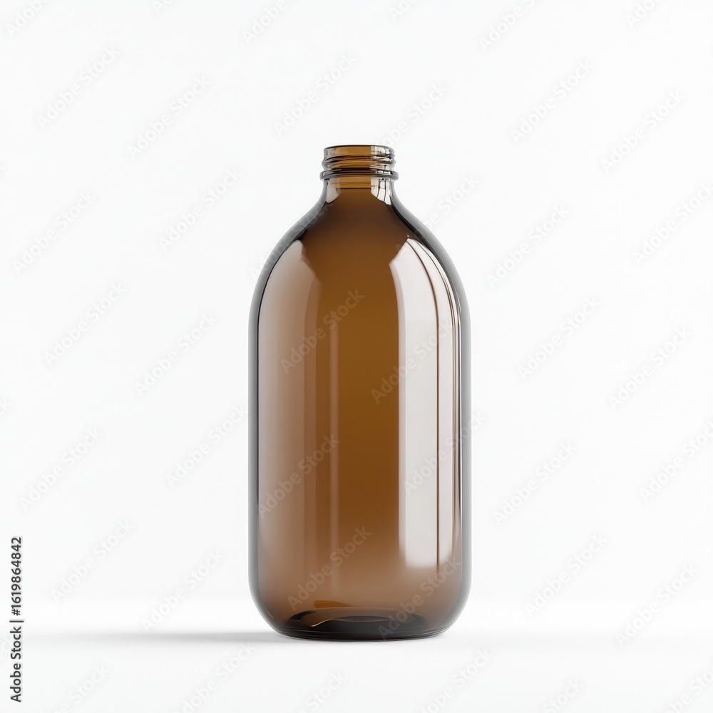 Fototapeta premium Amber glass bottle, smooth curves, studio shot