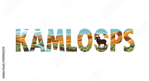 Kamloops Illustration Travel Nature Vector.