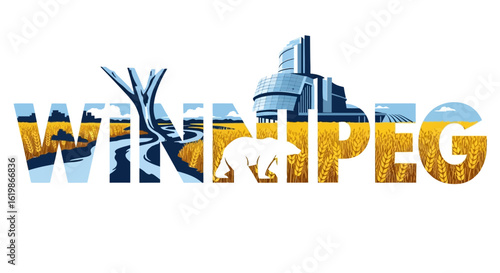 Winnipeg Canada Vector Cityscape.