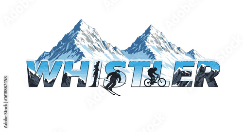 Whistler BC with Ski and Bike, and Mountains.