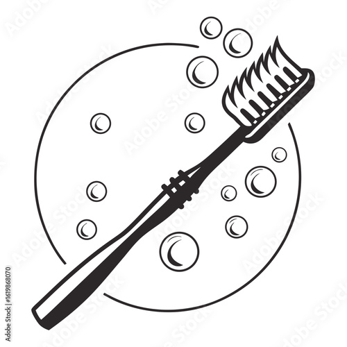 Dental Hygiene: Toothbrush and Bubbles Illustration