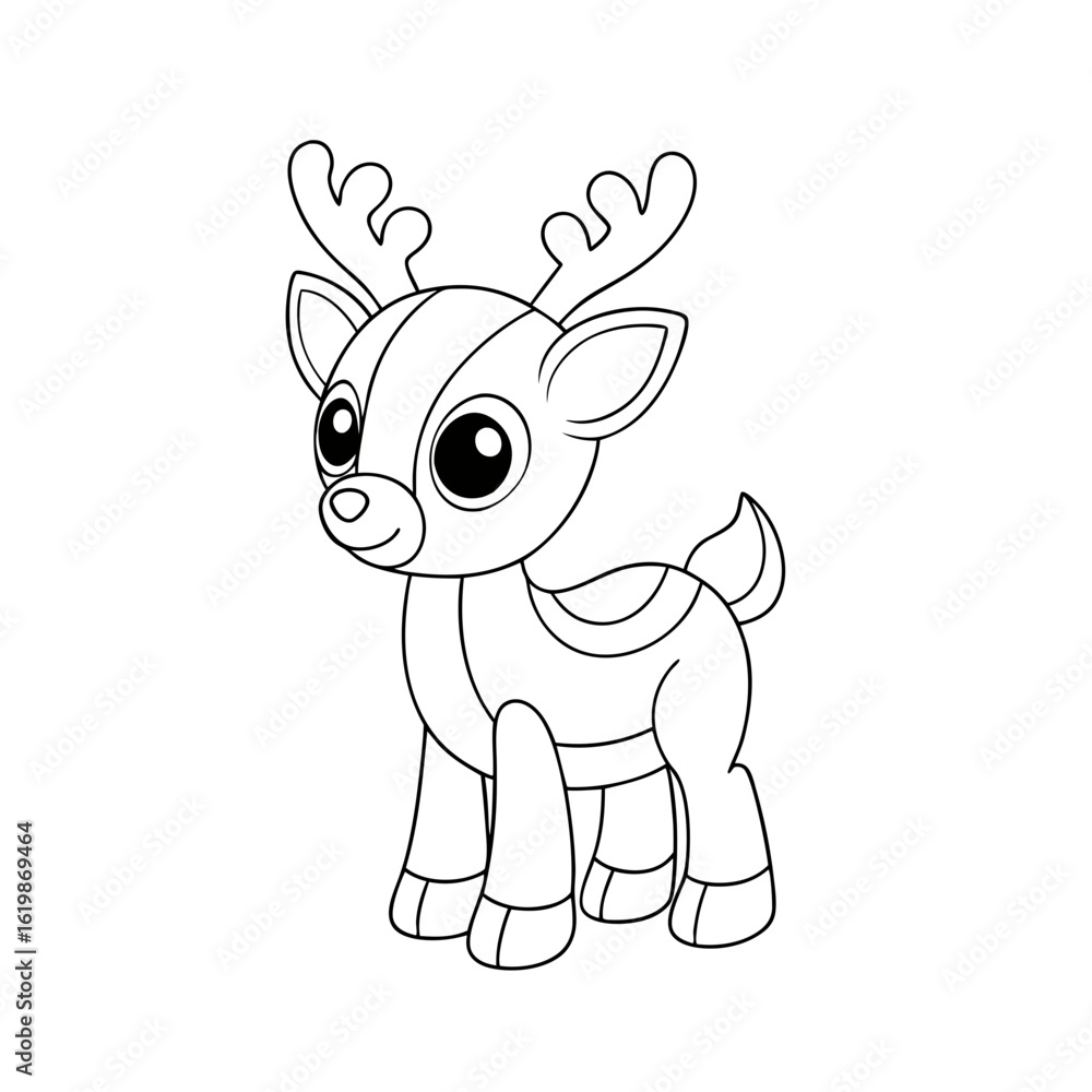 Fototapeta premium reindeer baby coloring page black outline