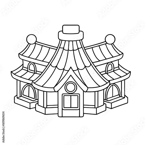 snow covered rooftops coloring page black outline