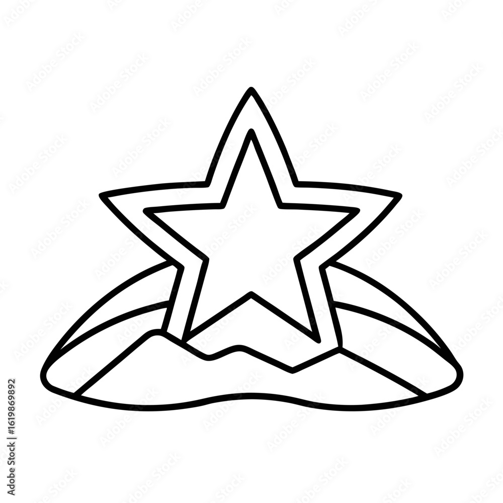 Obraz premium star on snowy hill coloring page black outline