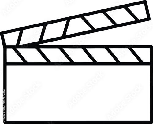 clapperboard icon outline vector illustration on transparent background