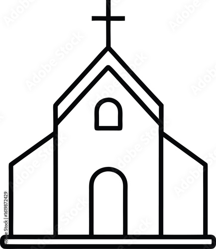 church icon outline vector illustration on transparent background