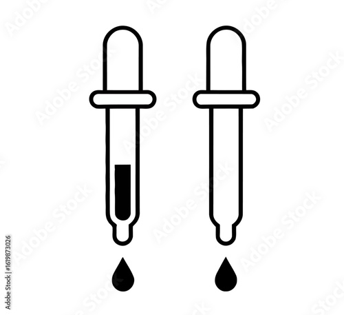 Different dropper levels showing various liquid amounts for laboratory experiments and analysis