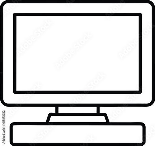 computer icon outline vector illustration on transparent background