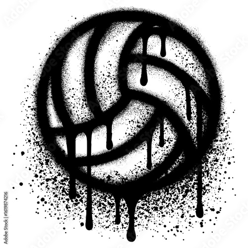 Spray Painted Graffiti Volleyball ball icon  Sprayed isolated with a white background.