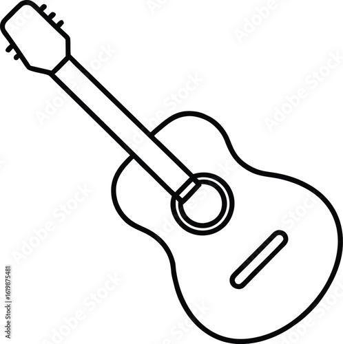 guitar icon outline vector illustration on transparent background