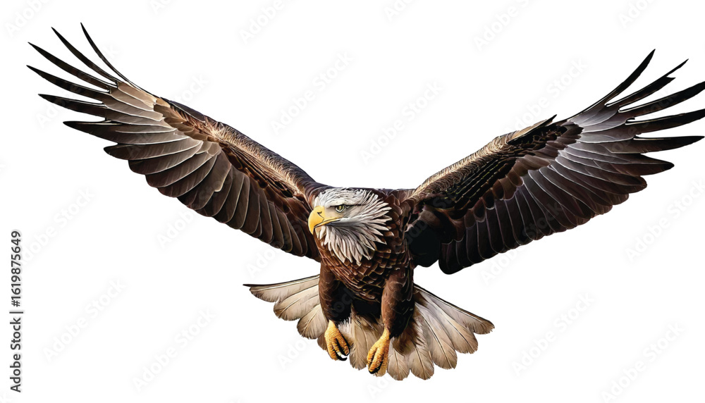 Obraz premium A bird in flight, a white tailed eagle isolated on a white background illustration