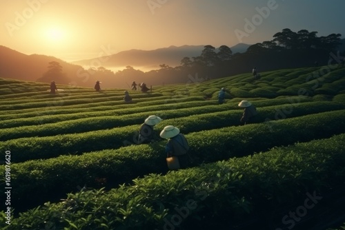 People picking tea leaves