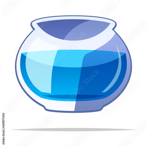 Empty fishbowl with water vector isolated illustration