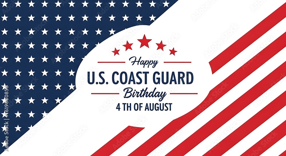 Obraz premium Happy US Coast Guard Birthday August 4th Celebration