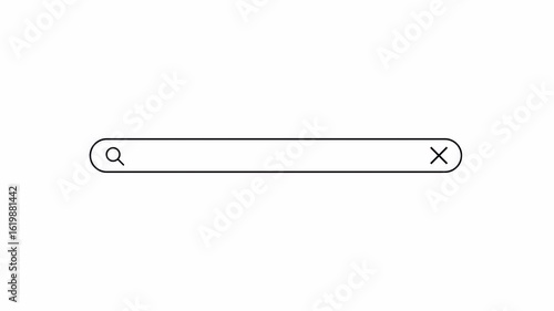  Search Bar animation on a transparent background , Internet browsing search bar button animation, Search bar animated with magnify glass icon with alpha channel in 4k.