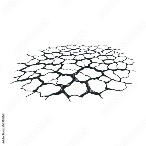 Dry cracked earth texture symbolizing drought and environmental challenges. Vector illustration
