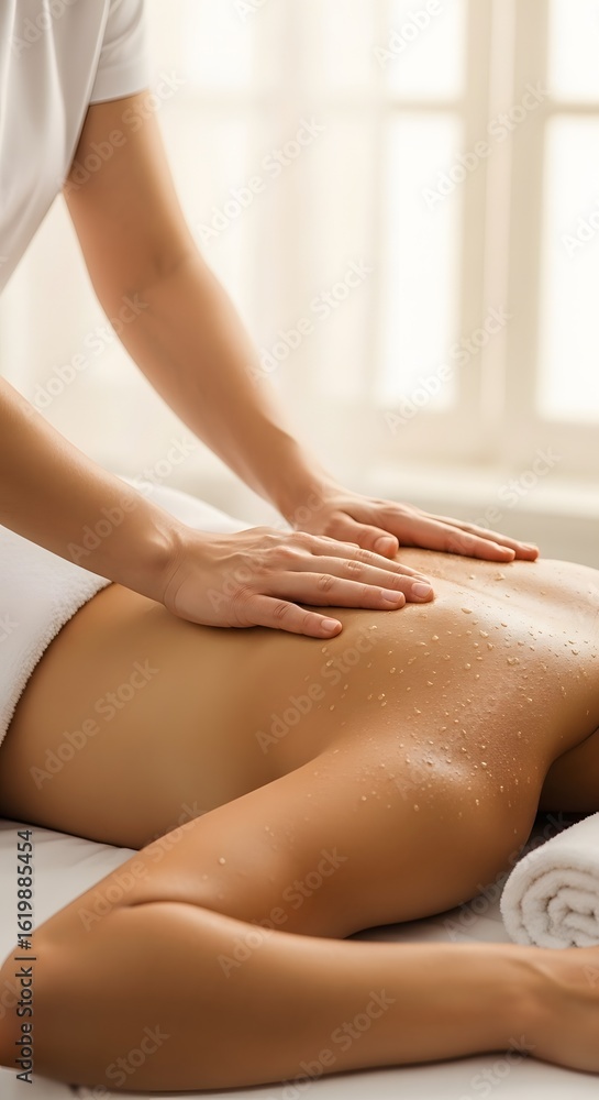 Fototapeta premium Relaxing Back Massage Therapeutic Touch for Stress Relief and Wellness