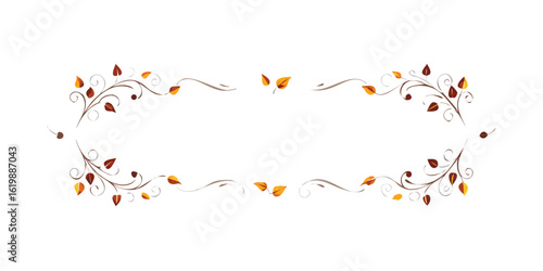 Autumn floral divider with red and orange leaves