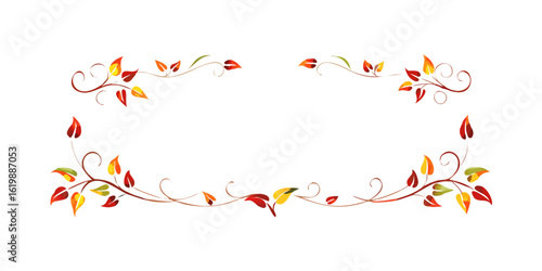 Red and orange leaf frame in horizontal layout