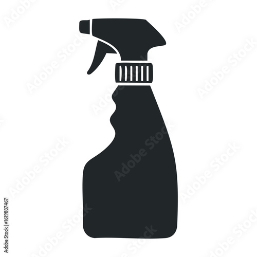 Black silhouette of empty spray bottle for cleaning purposes. Vector illustration