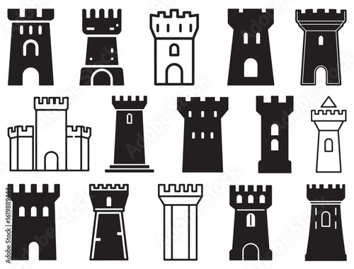 MEDIEVAL FORTIFIED TOWER SILHOUETTE