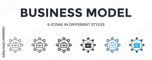 Business Model Icon In Different Style Vector Illustration. Designed In Thin Line, Regular Line, Bold Line, Glyph, Color Line, And Color Glyph Style Can Be Used For Web