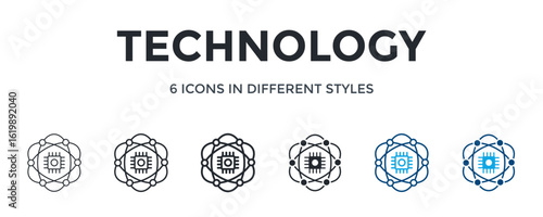 Technology Icon In Different Style Vector Illustration. Designed In Thin Line, Regular Line, Bold Line, Glyph, Color Line, And Color Glyph Style Can Be Used For Web