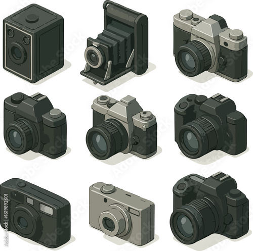 set of vintage cameras