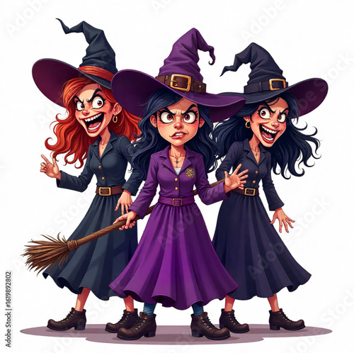 
Three evil witches on Halloween