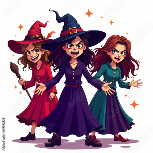 
Three evil witches on Halloween