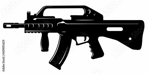 Bullpup Rifle Silhouette - Futuristic Weapon Icon