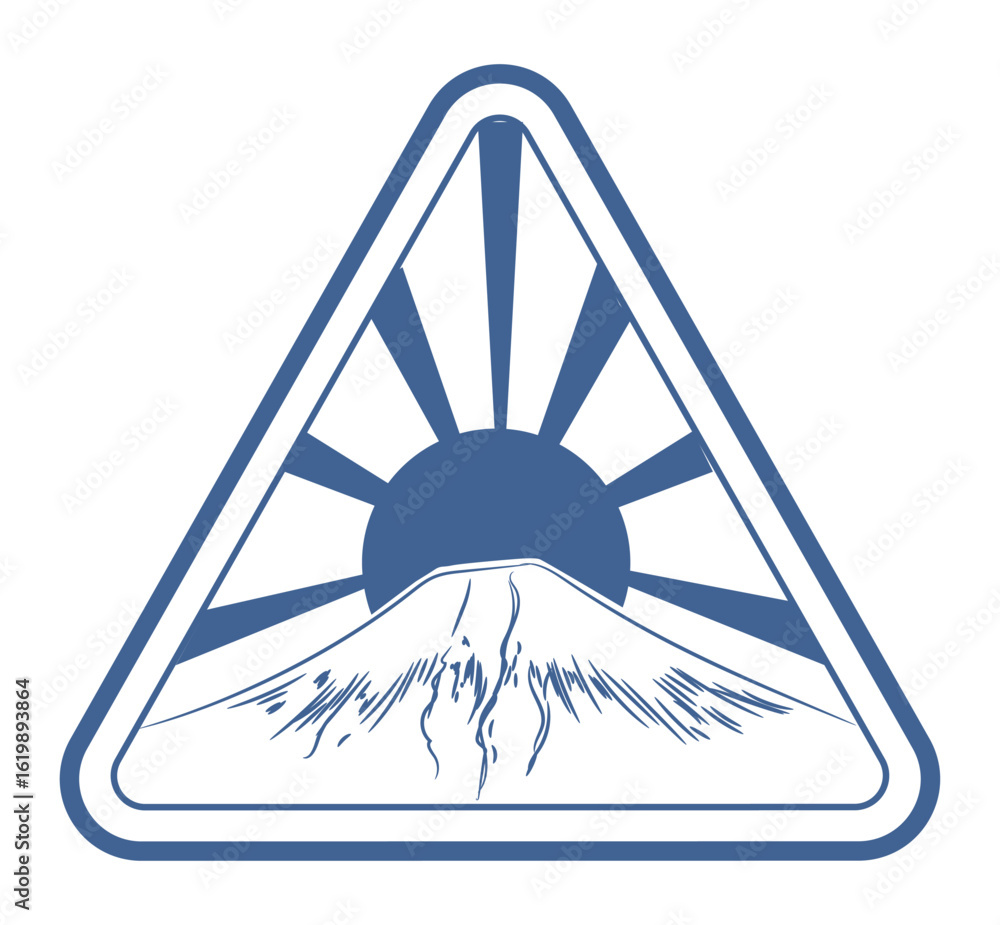 custom made wallpaper toronto digitalTravel map icon. Tourism patch. Mountain sunrise. Silhouette sun rays. Extreme vacation label. Journey tour retro logo. Rock climbing. Mountaineering adventure. Vector isolated triangle blue sticker