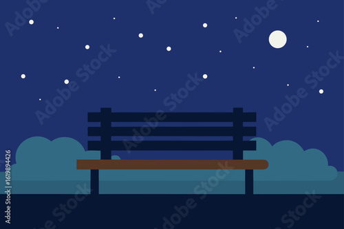 a bench under midnight skies