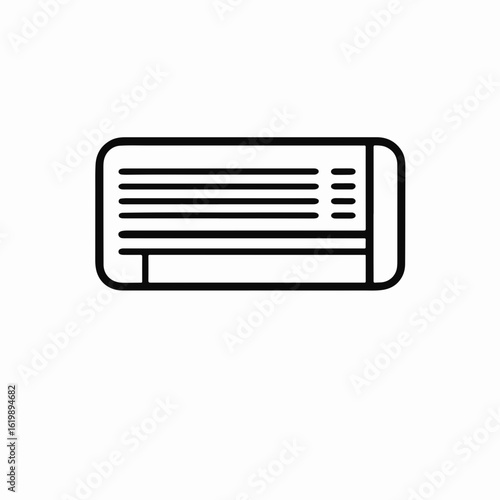 Air conditioner illustration with simple lines and minimalist design for modern spaces. Air conditioner features streamlined shape and consistent pattern, illustrating essential cooling equipment.