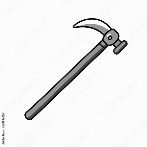 Sturdy crowbar with strong metal head and long wooden handle. Crowbar is perfect for demolition work, construction projects, or DIY repairs.  This high-quality crowbar image is ideal for manuals,