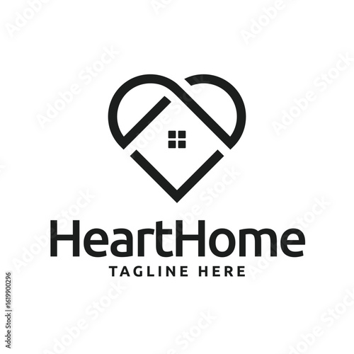 Love heart home logo icon
