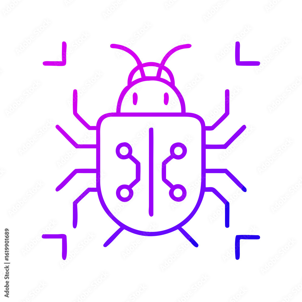 Fototapeta premium Cyber security bug icon vector illustration concept of software bug and system vulnerability threat vector on transparent background