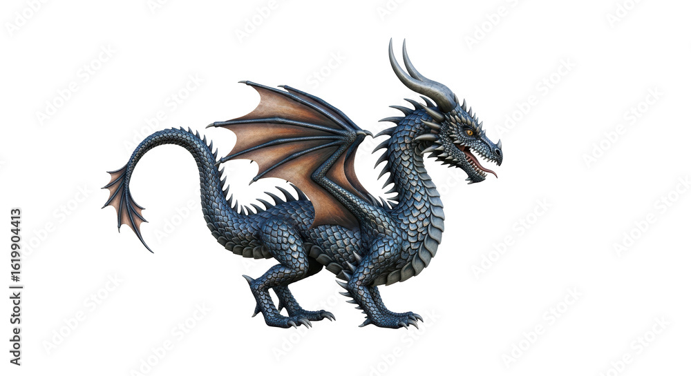 Obraz premium Isolated Blue Dragon Fantasy Creature