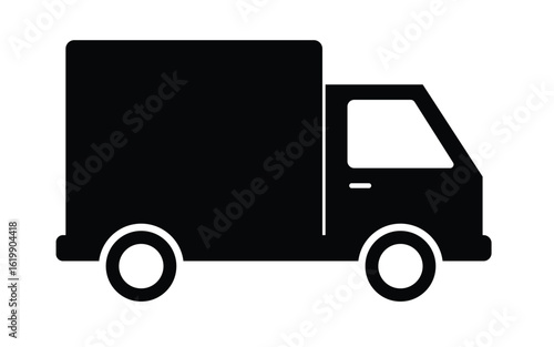 Black truck icon isolated on white background