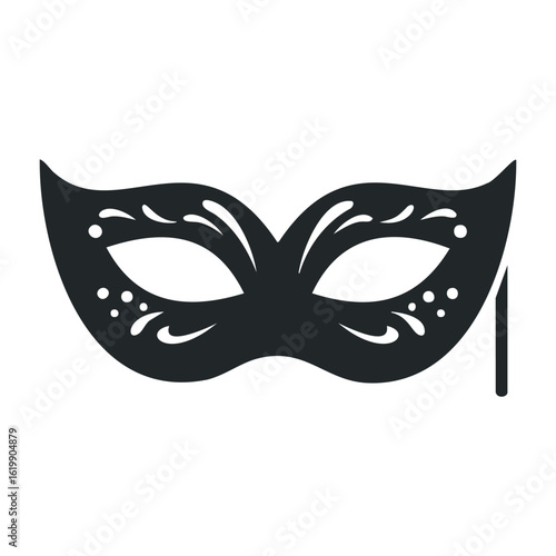 Elegant black masquerade mask with ornamental design elements. Vector illustration